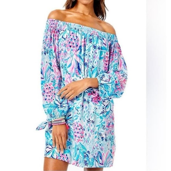 NWT LILLY PULITZER Maryellen Floral Dress - Zanzibar Blue Party Princess - SZ M - Picture 1 of 5